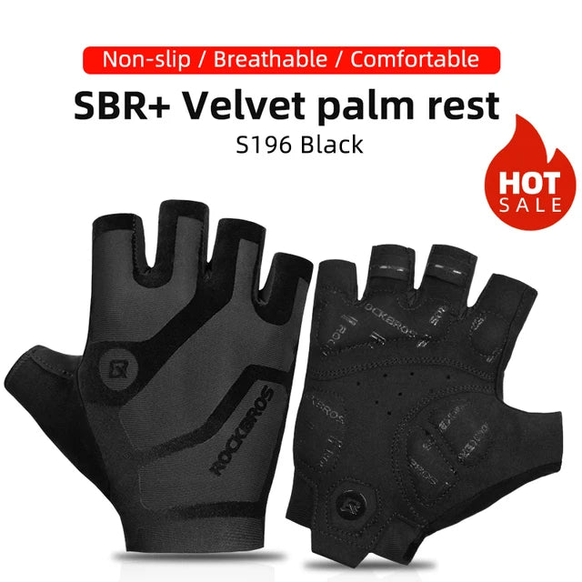 ROCKBROS Guantes de ciclismo Hombres Mujeres Guantes de medio dedo Guantes deportivos transpirables Guantes de bicicleta MTB