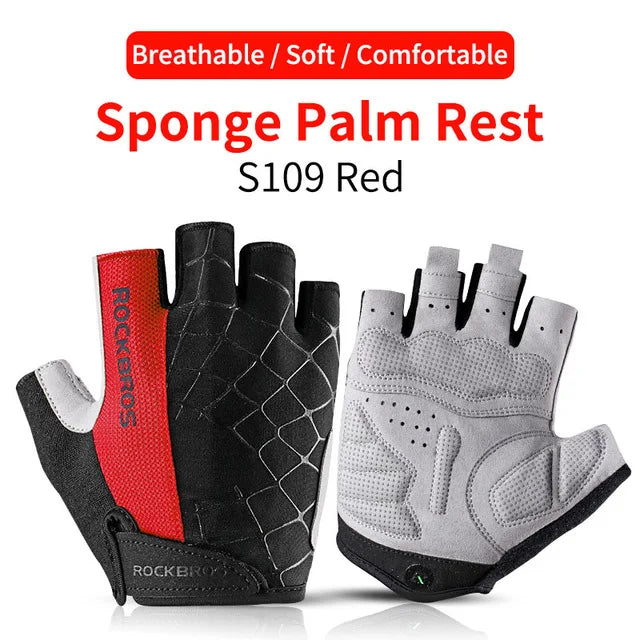 ROCKBROS Guantes de ciclismo Hombres Mujeres Guantes de medio dedo Guantes deportivos transpirables Guantes de bicicleta MTB