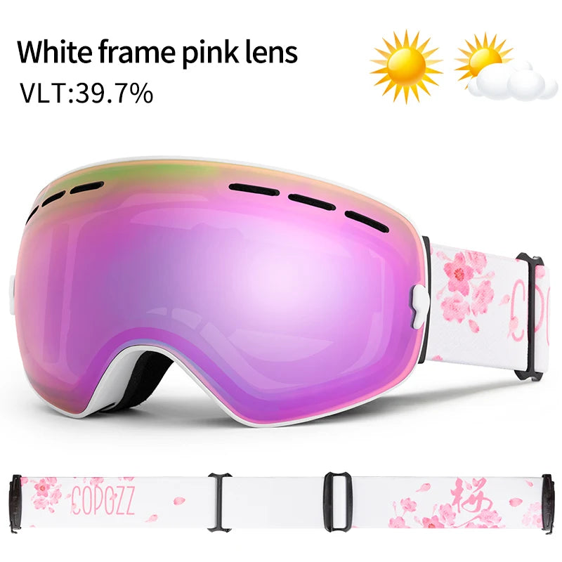 Marca COPOZZ, gafas de esquí profesionales, lentes de doble capa, antiniebla UV400, gafas de esquí grandes, esquí, Snowboard, hombres y mujeres, gafas de nieve