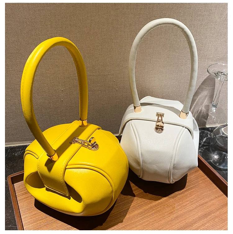 Bolso de mano con bola redonda para mujer, bolso de bolos de diseñador de marca, Mini bolsos de hombro de cuero PU, bolso de lujo para mujer, bolso para axila a la moda