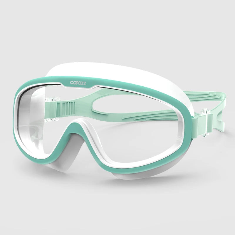 COPOZZ 2025 Gafas de natación antivaho Lente de forma completa Protección UV con marco grande de silicona Gafas de natación para hombres y mujeres