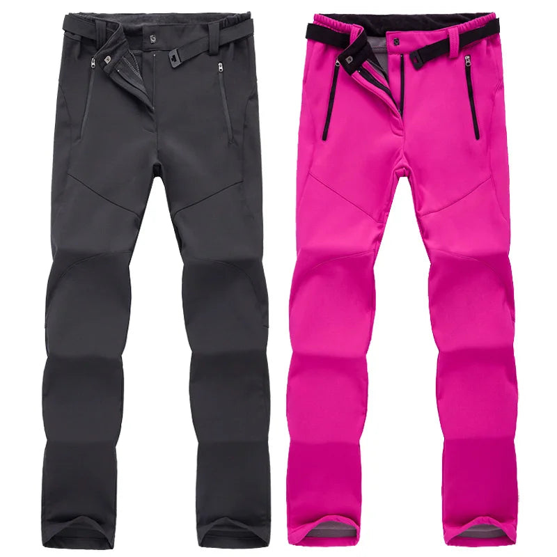 NUONEKO-Pantalones deportivos para mujer, pantalón grueso de forro polar Softshell, para senderismo, senderismo y esquí, impermeable, Invierno Deportes al aire libre Camping Escalada Senderismo Pesca Esquí Impermeable