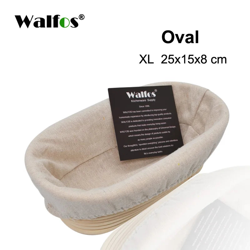 WALFOS-cesta de mimbre de fermentación de ratán Natural, cesta de masa, Baguette, cesta de pan francés, cestas de fermentación de masa, Banneton Molde de cesta de fermentación de pan