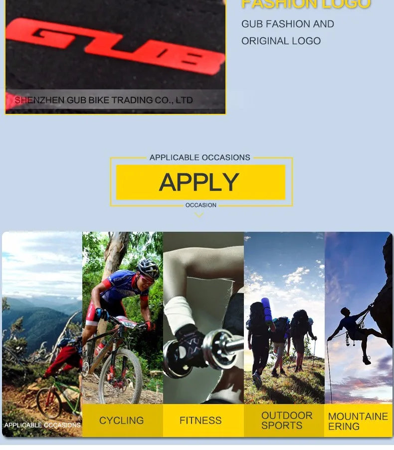 Guantes de ciclismo de resistencia GUB, guantes sin dedos para bicicleta, guantes de Gel Extra de dedo medio/corto de silicona, acolchado de ventilación de doble Gel