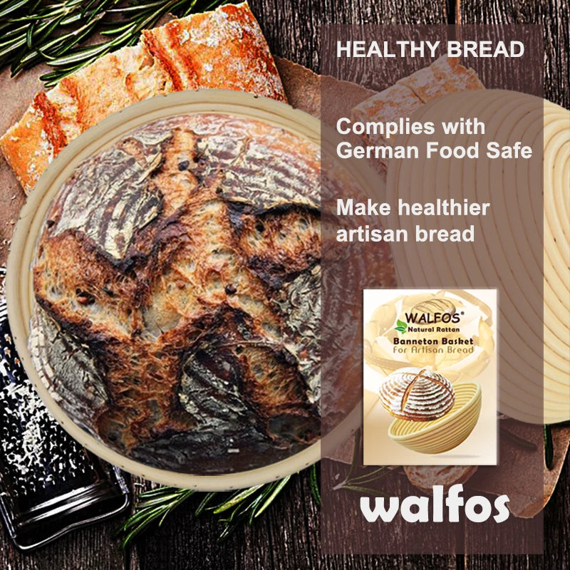 WALFOS-cesta de mimbre de fermentación de ratán Natural, cesta de masa, Baguette, cesta de pan francés, cestas de fermentación de masa, Banneton Molde de cesta de fermentación de pan
