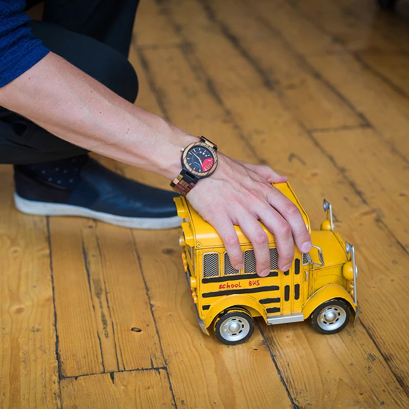 Reloj masculino BOBO BIRD hechos en madera, reloj de lujo con indicador de fecha hecho en madera, relojes de cuarzo, relojes de pulsera, excelente regalo para hombres W-Q13