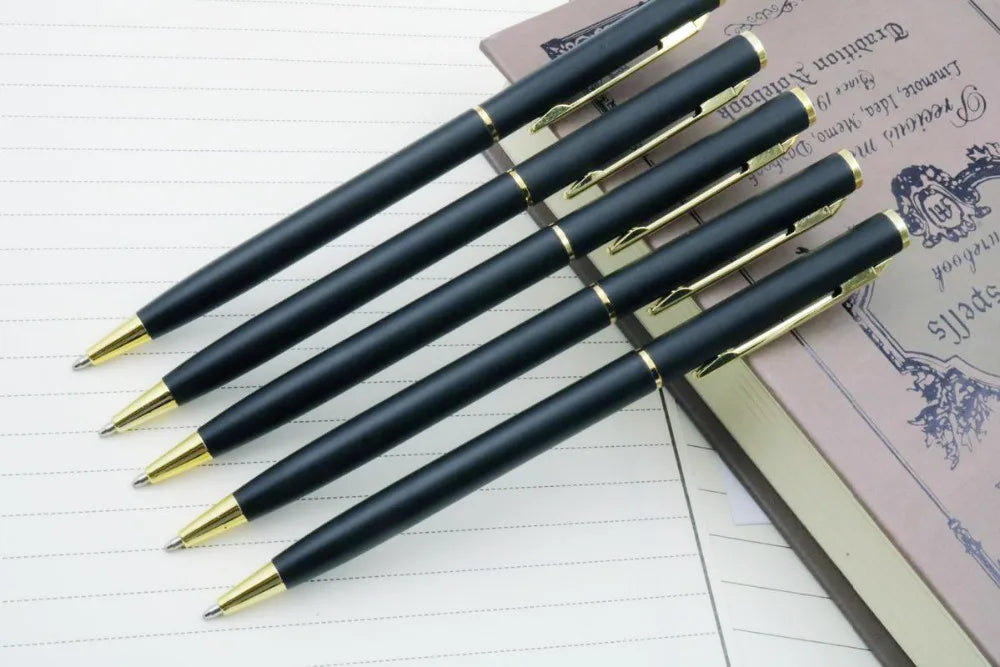 Calidad de lujo 006, bolígrafo clásico dorado de metal negro mate para estudiantes, bolígrafos de tinta de firma para hombres, papelería, suministros de oficina