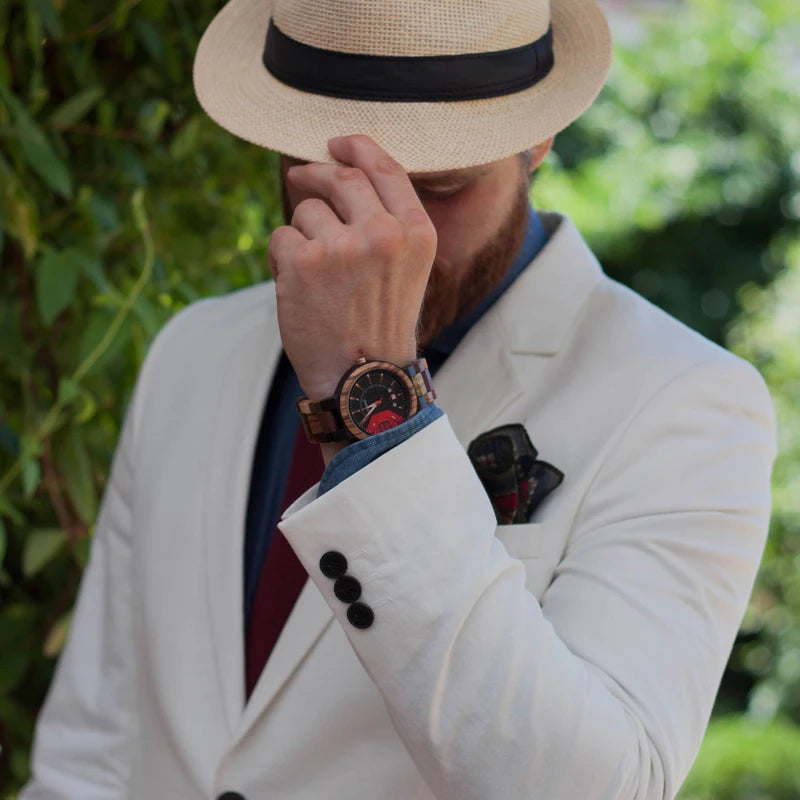 Reloj masculino BOBO BIRD hechos en madera, reloj de lujo con indicador de fecha hecho en madera, relojes de cuarzo, relojes de pulsera, excelente regalo para hombres W-Q13