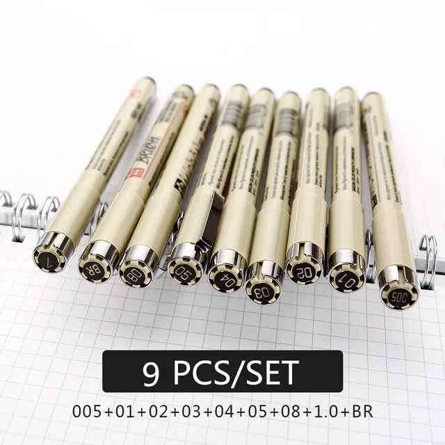 Set Bolígrafos Fineliner Neelde - 9 Piezas Dibujo Técnico 0.05-1.0mm