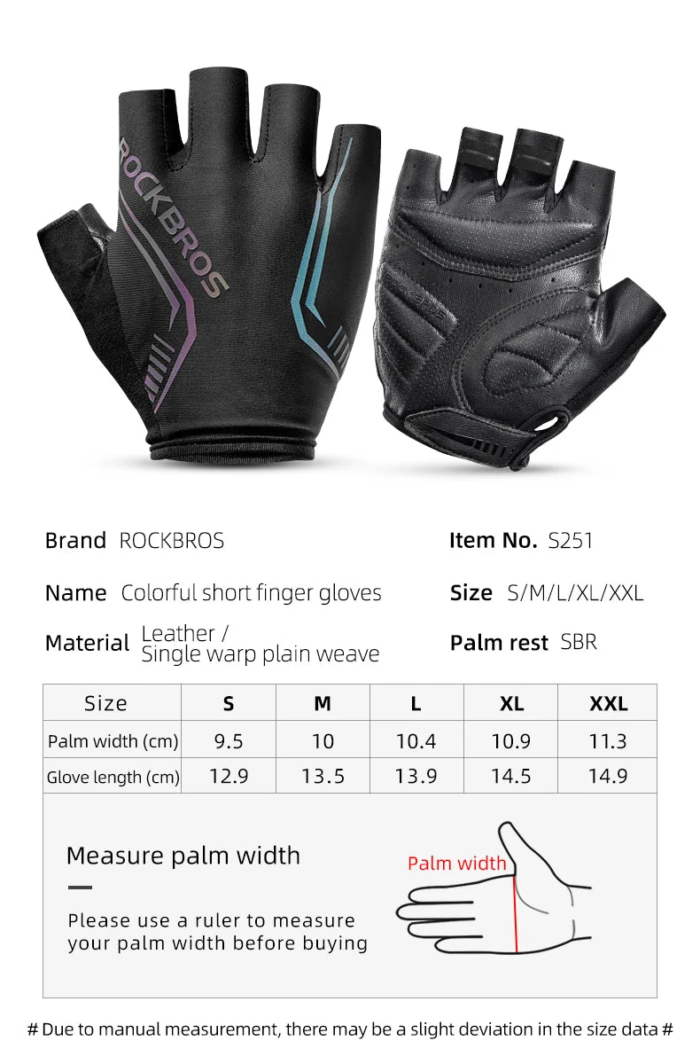 ROCKBROS Guantes de ciclismo Hombres Mujeres Guantes de medio dedo Guantes deportivos transpirables Guantes de bicicleta MTB