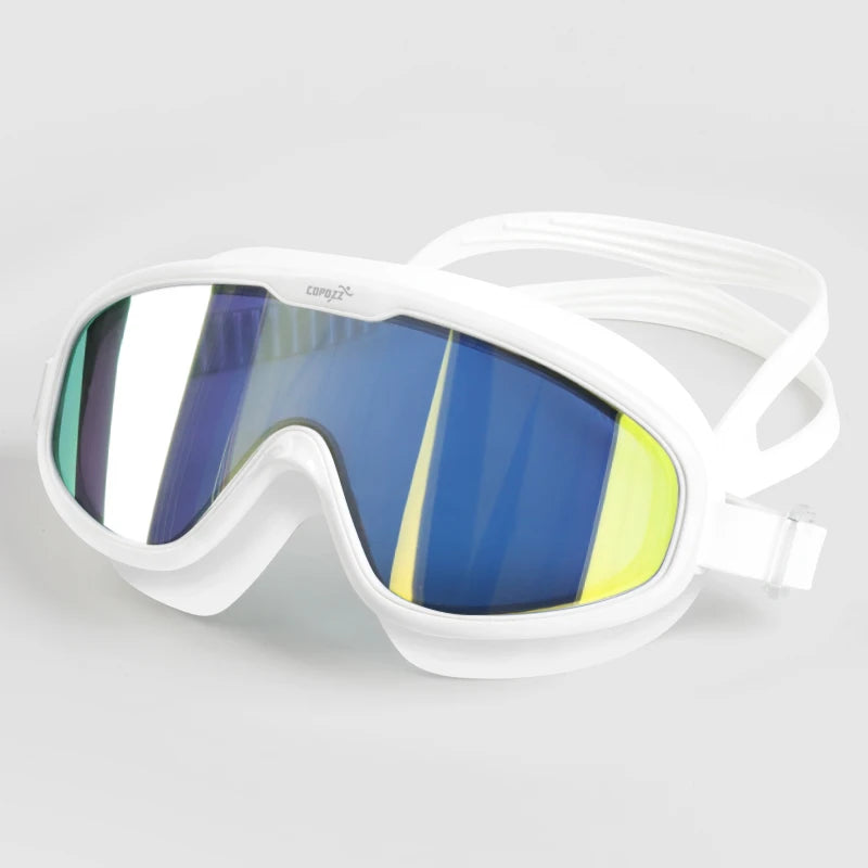 COPOZZ 2025 Gafas de natación antivaho Lente de forma completa Protección UV con marco grande de silicona Gafas de natación para hombres y mujeres