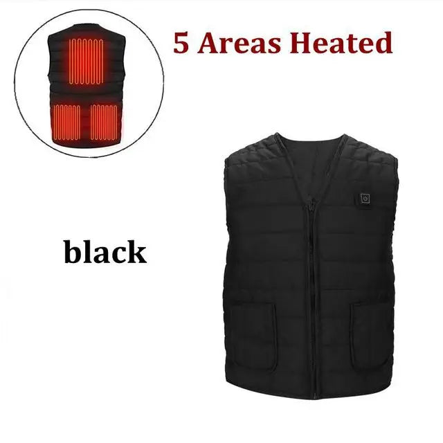 Chaleco de algodón con calefacción inteligente para hombre, chaleco con cuello en V con 9 áreas, chaqueta cálida térmica Flexible para exteriores para mujer, M-7XL