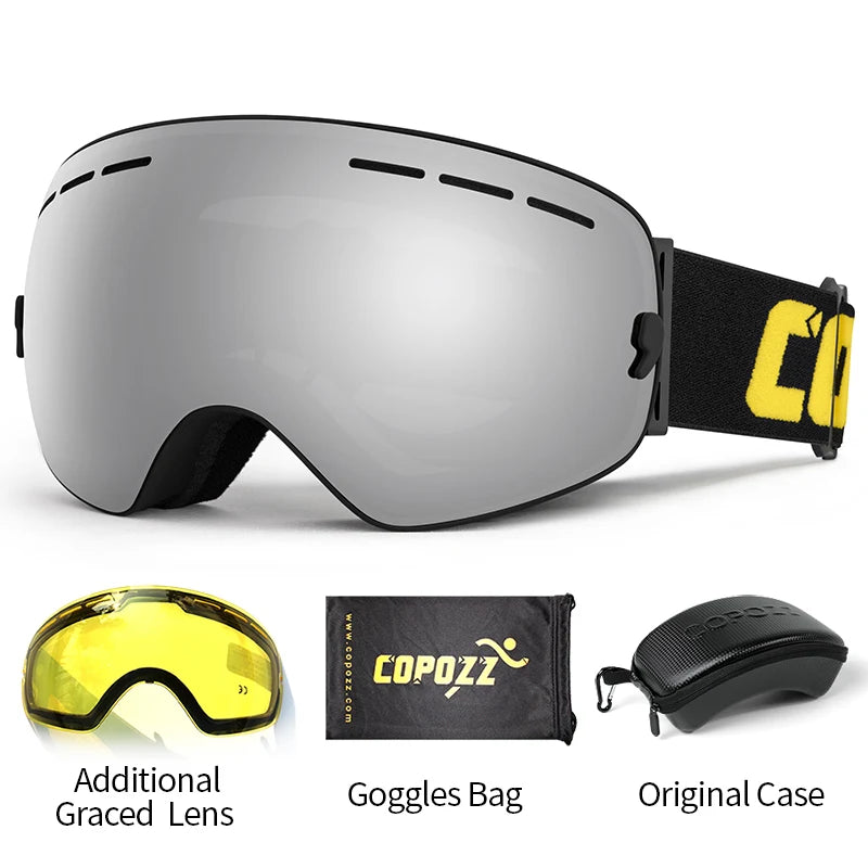 Marca COPOZZ, gafas de esquí profesionales, lentes de doble capa, antiniebla UV400, gafas de esquí grandes, esquí, Snowboard, hombres y mujeres, gafas de nieve