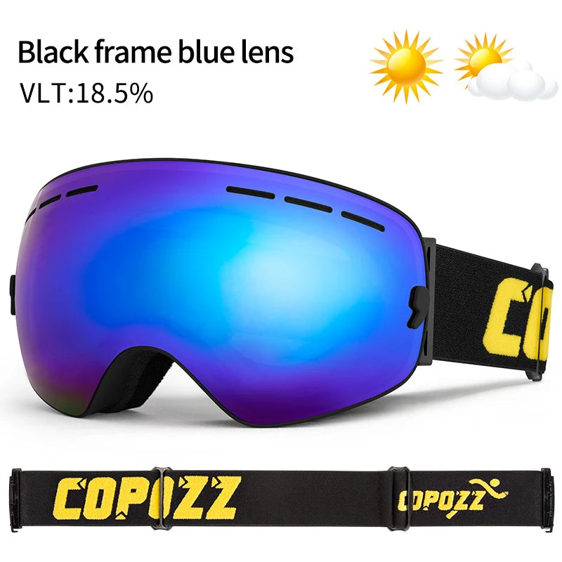 Marca COPOZZ, gafas de esquí profesionales, lentes de doble capa, antiniebla UV400, gafas de esquí grandes, esquí, Snowboard, hombres y mujeres, gafas de nieve