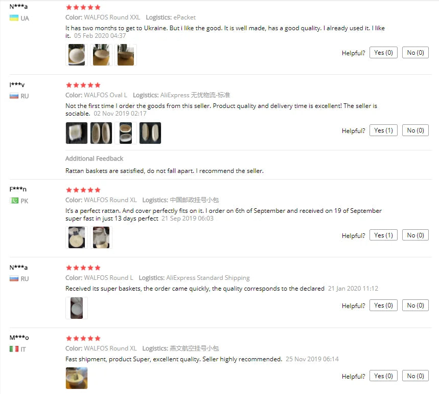 WALFOS-cesta de mimbre de fermentación de ratán Natural, cesta de masa, Baguette, cesta de pan francés, cestas de fermentación de masa, Banneton Molde de cesta de fermentación de pan