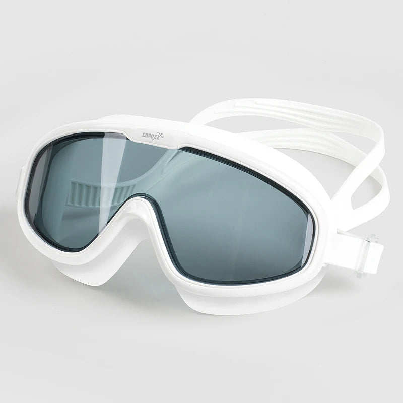 COPOZZ 2025 Gafas de natación antivaho Lente de forma completa Protección UV con marco grande de silicona Gafas de natación para hombres y mujeres