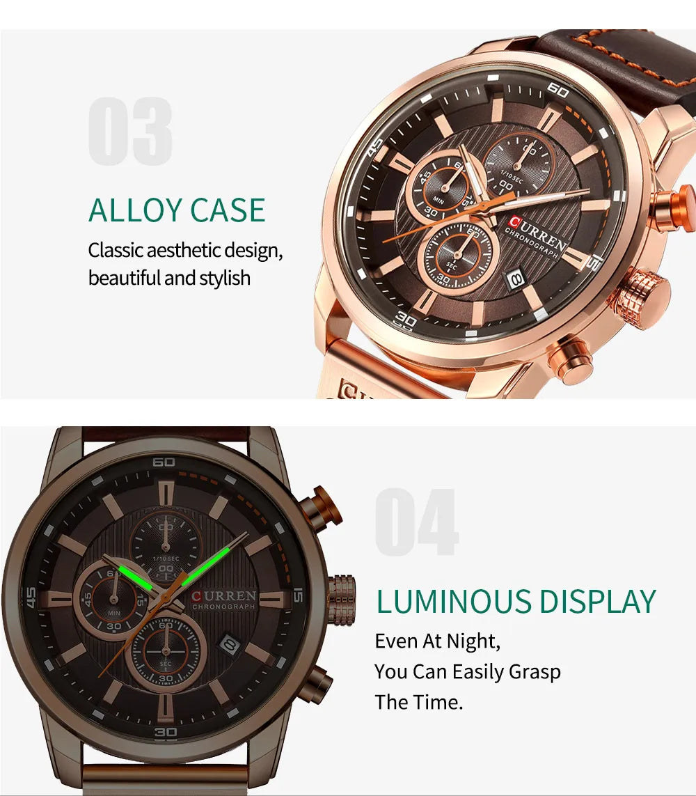 Relojes CURREN de cuarzo con fecha a la moda para hombre, relojes de marca superior de lujo para hombre, cronógrafo deportivo, reloj de pulsera para hombre, reloj Hodinky Masculino
