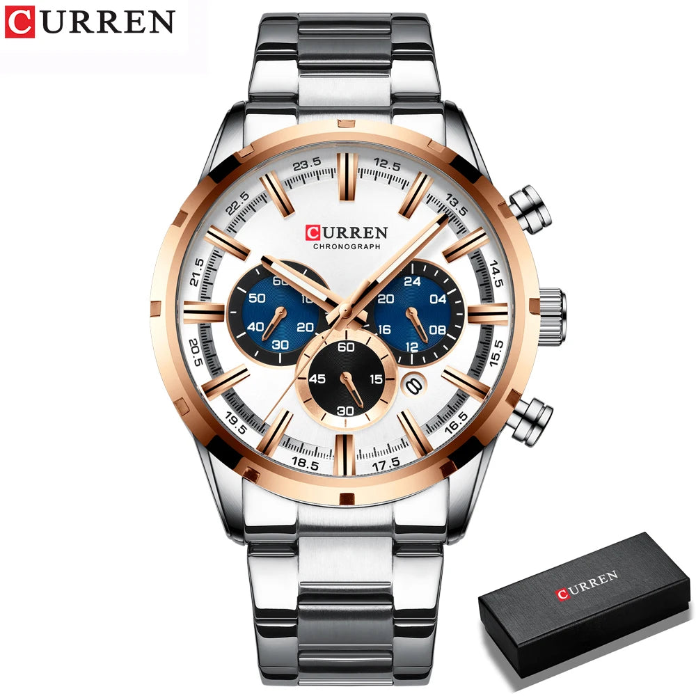 Reloj Masculino CURREN, relojes de moda novedosa para hombre, reloj de pulsera de lujo de marca superior, reloj de cuarzo, cronógrafo resistente al agua para hombre