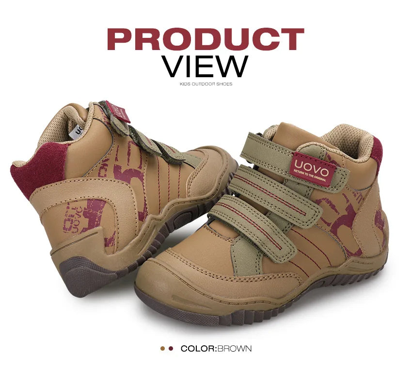 UOVO, recién llegado, zapatos escolares a media pantorrilla para niños, senderismo, moda deportiva, zapatillas informales para niños al aire libre, talla de zapatillas # 26-36