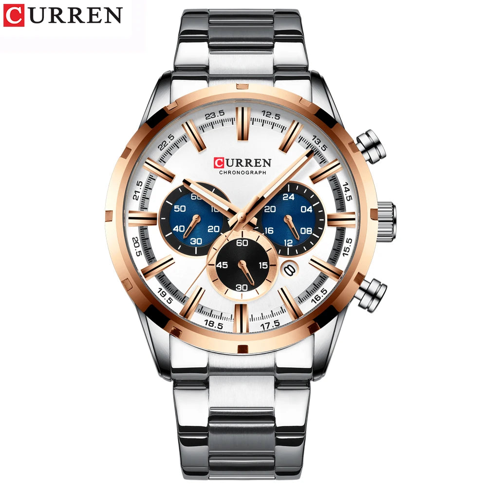 Reloj Masculino CURREN, relojes de moda novedosa para hombre, reloj de pulsera de lujo de marca superior, reloj de cuarzo, cronógrafo resistente al agua para hombre