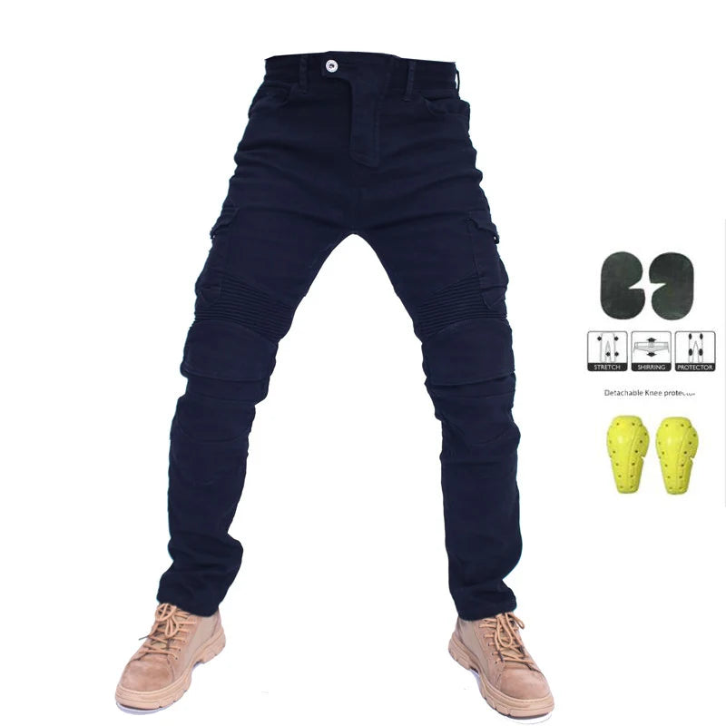 Pantalones vaqueros para motocicleta, Pantalones para Hombre, pantalones vaqueros con plumas, versión estándar, Pantalones para montar en coche, Pantalón para montar en verano