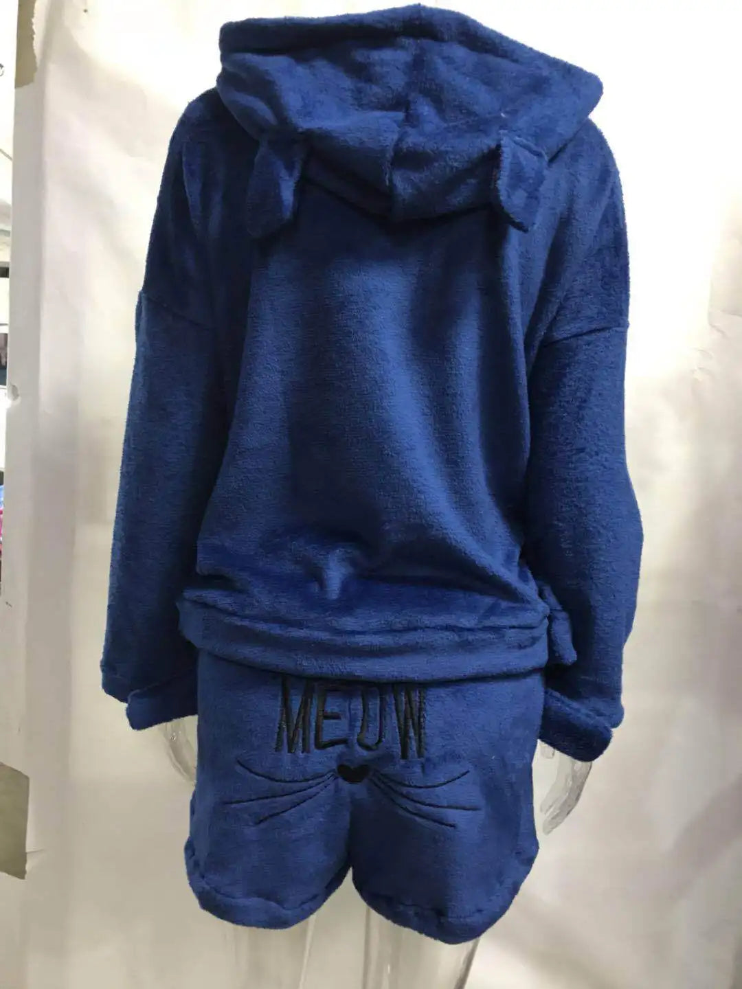 Pijamas de lana para Mujer, conjunto de Pijamas cálidos para otoño e invierno, lencería Sexy para Mujer, Pijama de gato, ropa de dormir para Mujer, ropa de casa