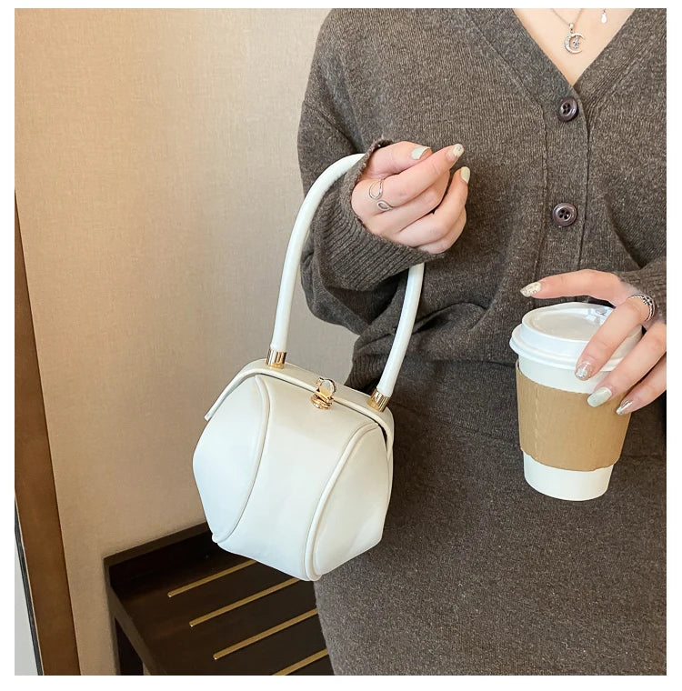 Bolso de mano con bola redonda para mujer, bolso de bolos de diseñador de marca, Mini bolsos de hombro de cuero PU, bolso de lujo para mujer, bolso para axila a la moda