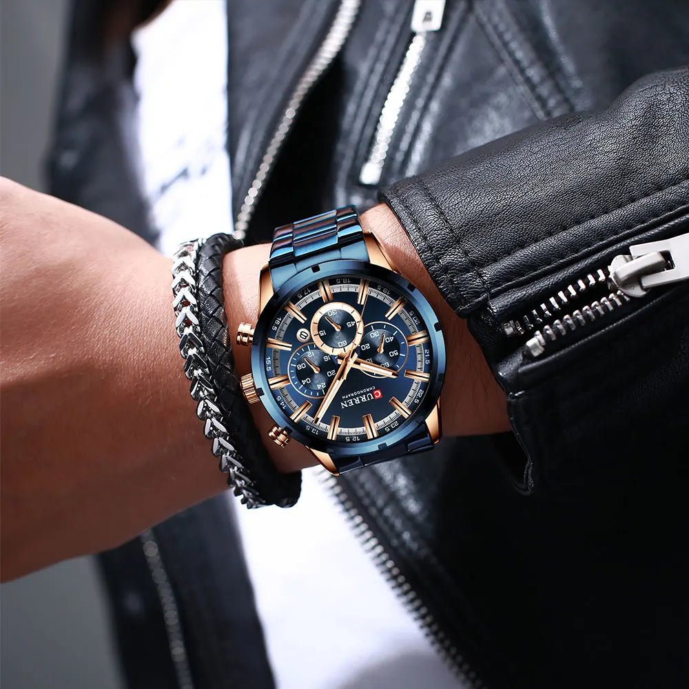 Reloj Masculino CURREN, relojes de moda novedosa para hombre, reloj de pulsera de lujo de marca superior, reloj de cuarzo, cronógrafo resistente al agua para hombre