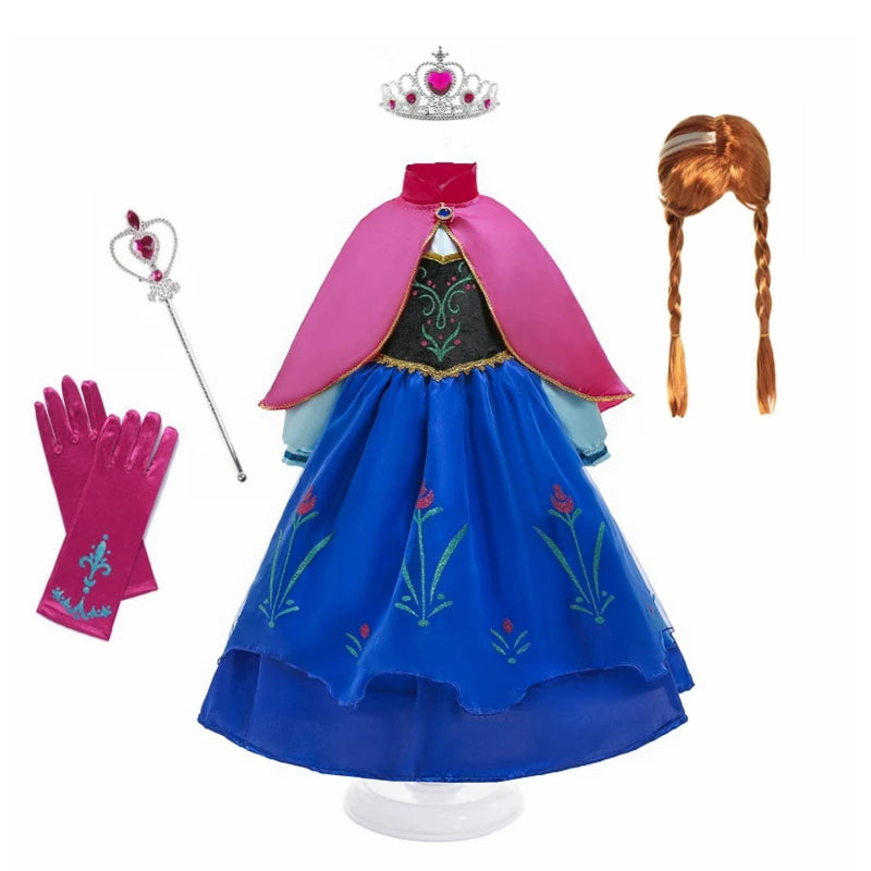 Disfraz de princesa Anna para niña, vestido de 2, 3, 4, 5, 6, 8, 10 años