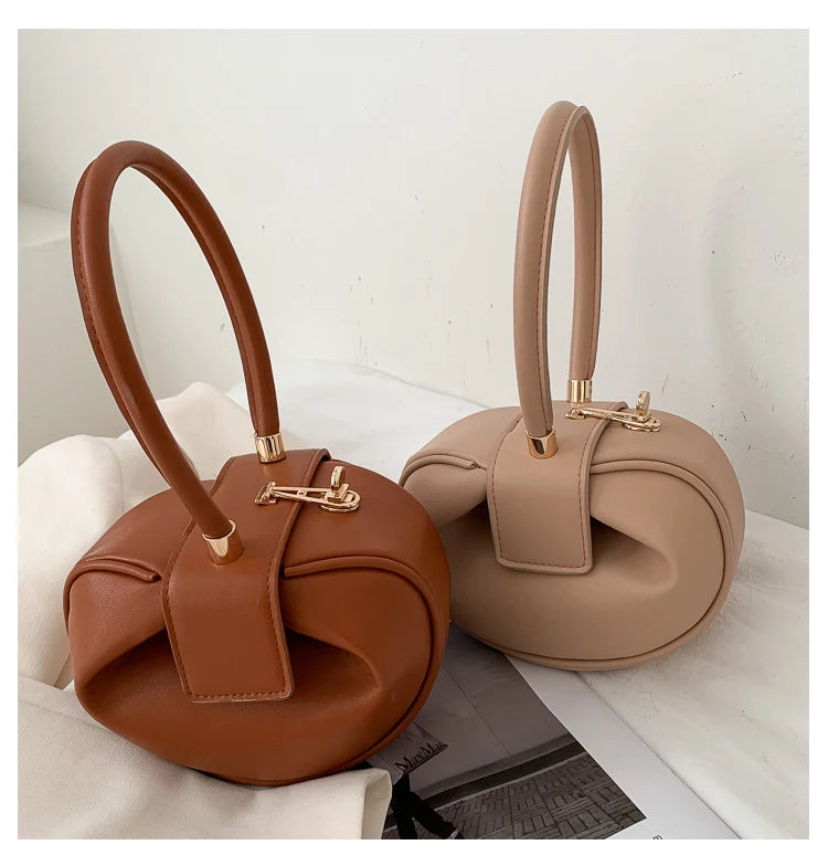 Bolso de mano con bola redonda para mujer, bolso de bolos de diseñador de marca, Mini bolsos de hombro de cuero PU, bolso de lujo para mujer, bolso para axila a la moda