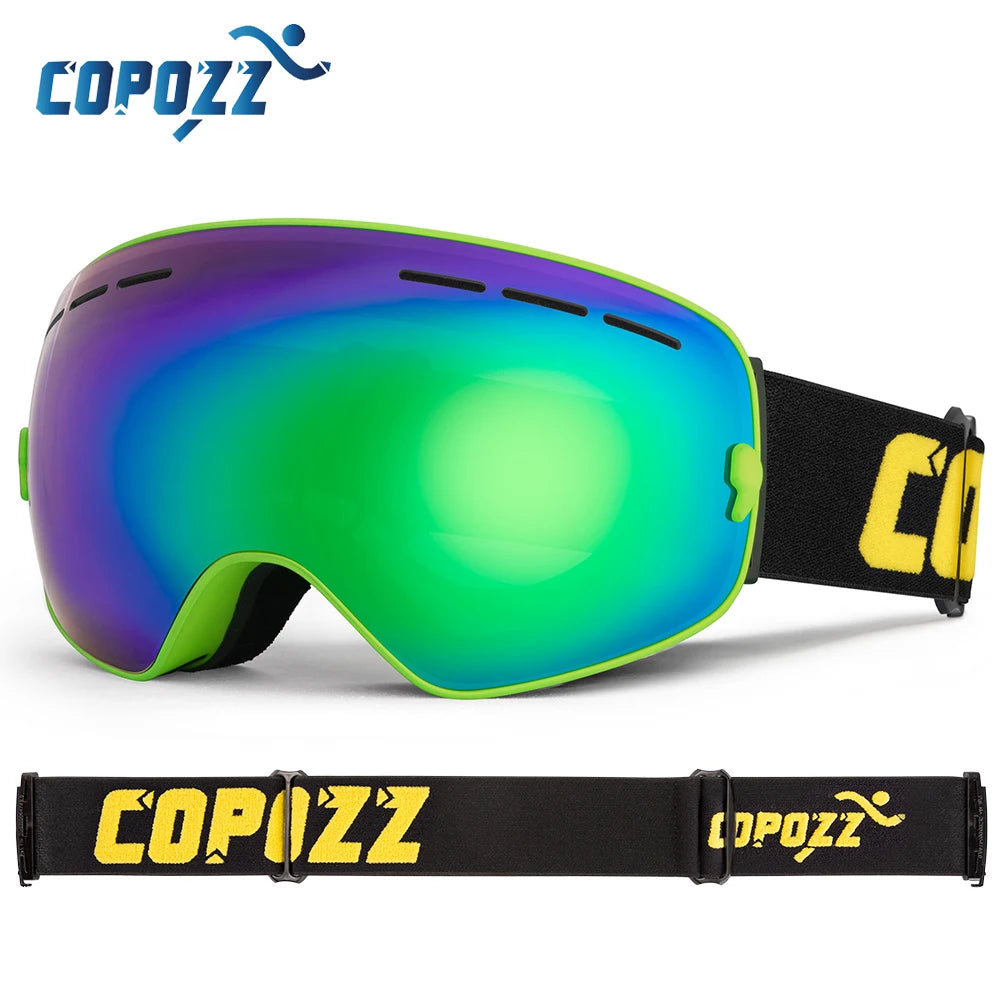 Marca COPOZZ, gafas de esquí profesionales, lentes de doble capa, antiniebla UV400, gafas de esquí grandes, esquí, Snowboard, hombres y mujeres, gafas de nieve