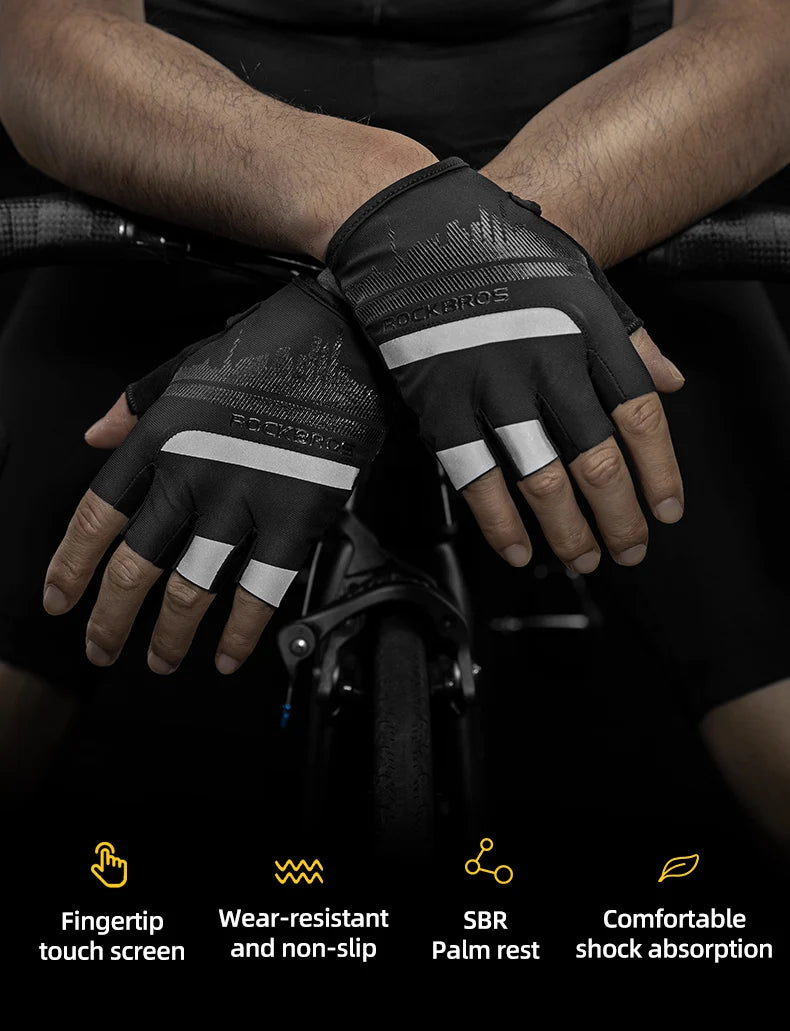 ROCKBROS Guantes de ciclismo Hombres Mujeres Guantes de medio dedo Guantes deportivos transpirables Guantes de bicicleta MTB