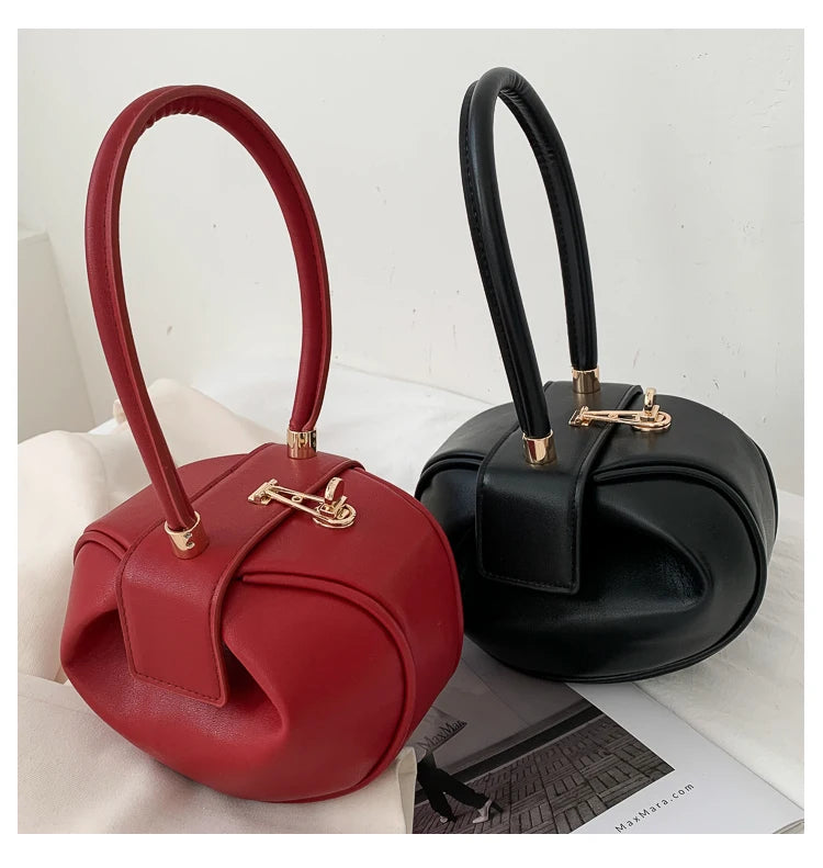 Bolso de mano con bola redonda para mujer, bolso de bolos de diseñador de marca, Mini bolsos de hombro de cuero PU, bolso de lujo para mujer, bolso para axila a la moda