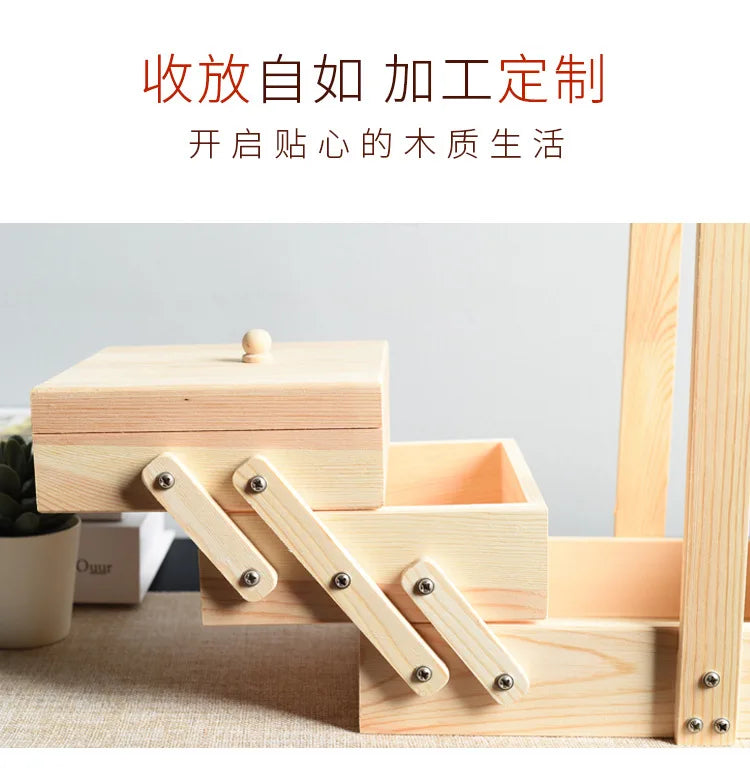 Caja de almacenamiento de costura de madera maciza, organizador multicapa, almacenamiento plegable portátil, solución de clasificación doméstica, diseño conveniente