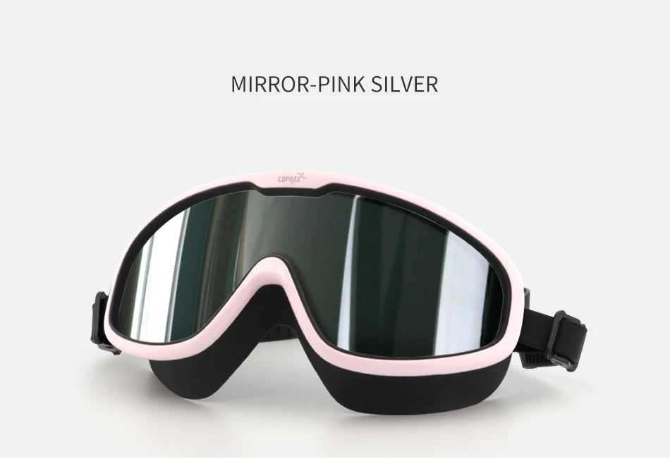 COPOZZ 2025 Gafas de natación antivaho Lente de forma completa Protección UV con marco grande de silicona Gafas de natación para hombres y mujeres