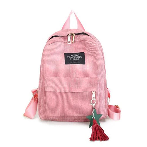 Mochilas Yogodlns para mujer, bolso de hombro de colegio con borla, mochila de pana, bolsas para cuaderno para niñas, mochila de estilo Preppy
