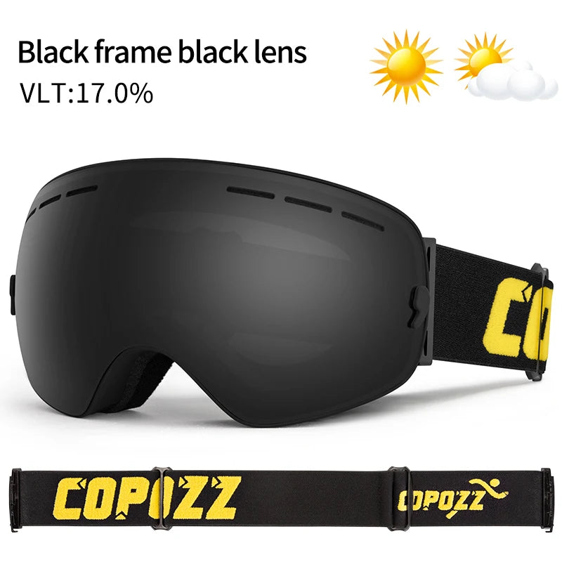 Marca COPOZZ, gafas de esquí profesionales, lentes de doble capa, antiniebla UV400, gafas de esquí grandes, esquí, Snowboard, hombres y mujeres, gafas de nieve