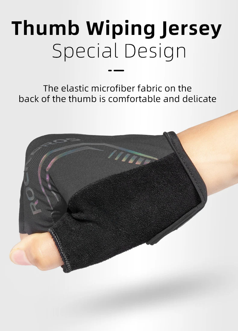 ROCKBROS Guantes de ciclismo Hombres Mujeres Guantes de medio dedo Guantes deportivos transpirables Guantes de bicicleta MTB