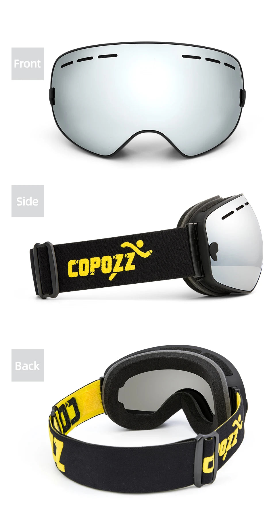 Marca COPOZZ, gafas de esquí profesionales, lentes de doble capa, antiniebla UV400, gafas de esquí grandes, esquí, Snowboard, hombres y mujeres, gafas de nieve