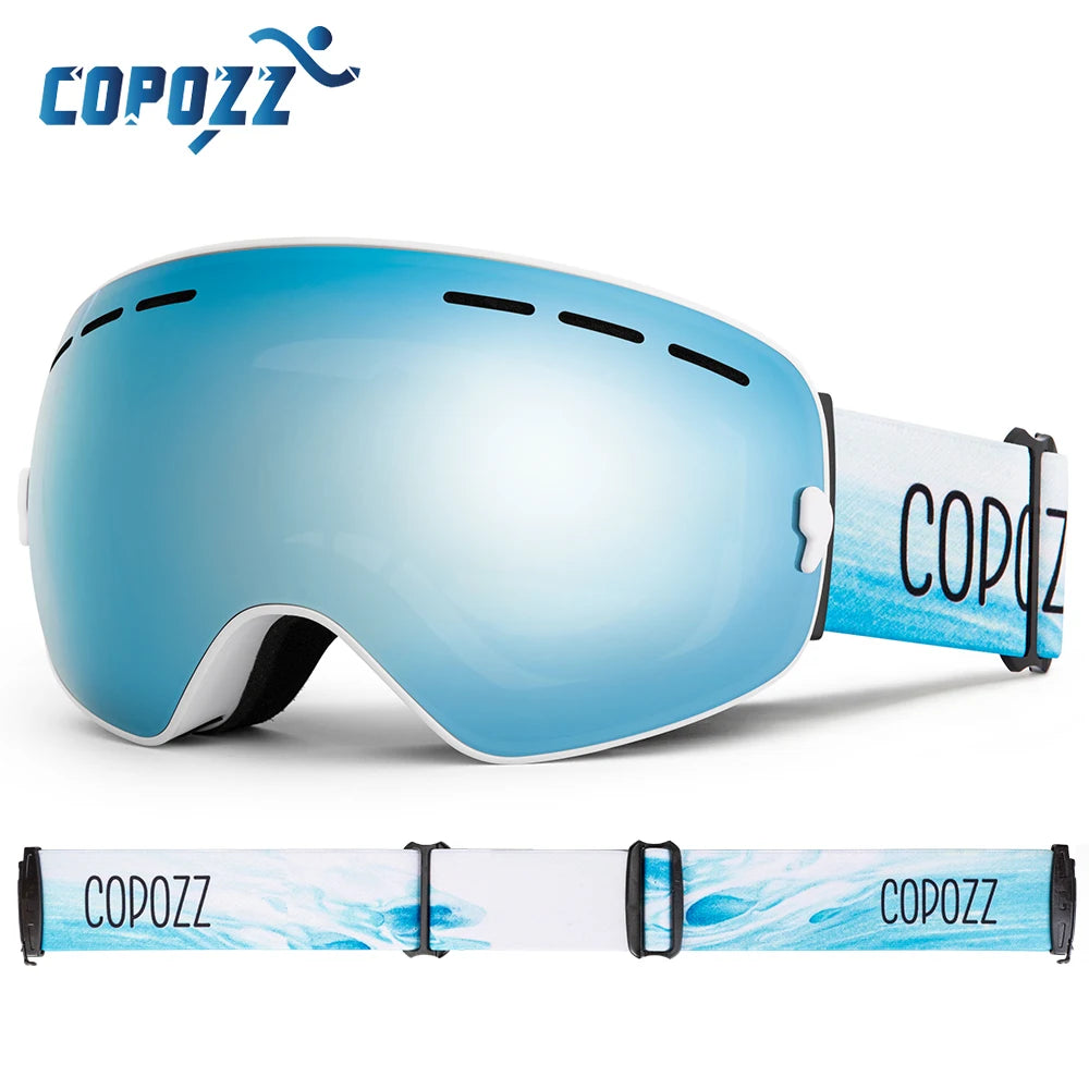 Marca COPOZZ, gafas de esquí profesionales, lentes de doble capa, antiniebla UV400, gafas de esquí grandes, esquí, Snowboard, hombres y mujeres, gafas de nieve
