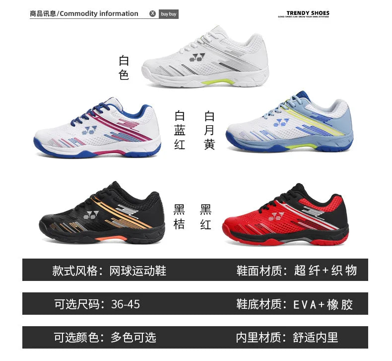 Men's Lightweight Summer Autumn Sports Padel Shoes Badminton Tennis Competition Sneakers Shock-Absorbing Features Mesh EVA