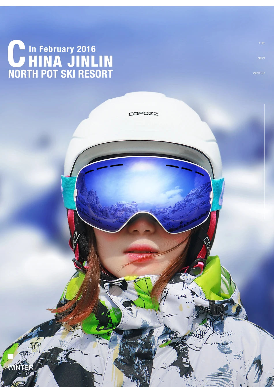 Marca COPOZZ, gafas de esquí profesionales, lentes de doble capa, antiniebla UV400, gafas de esquí grandes, esquí, Snowboard, hombres y mujeres, gafas de nieve