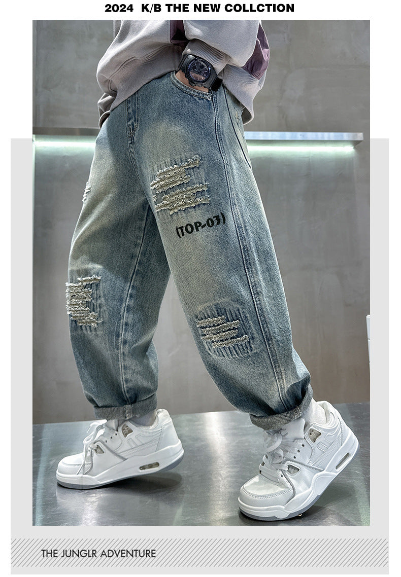 Pantalones vaqueros de Color puro para niños adolescentes, ropa para bebés, pantalones clásicos, ropa vaquera para niños, pantalones largos, pantalones casuales para niños de 4 a 12 años