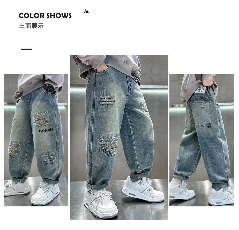 Pantalones vaqueros de Color puro para niños adolescentes, ropa para bebés, pantalones clásicos, ropa vaquera para niños, pantalones largos, pantalones casuales para niños de 4 a 12 años