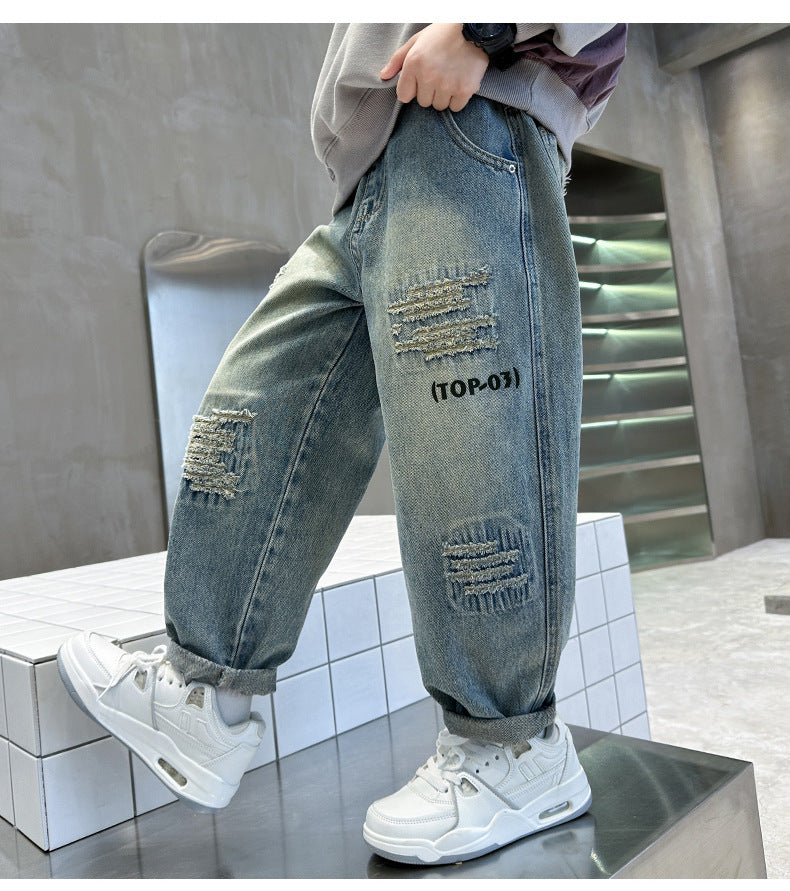 Pantalones vaqueros de Color puro para niños adolescentes, ropa para bebés, pantalones clásicos, ropa vaquera para niños, pantalones largos, pantalones casuales para niños de 4 a 12 años