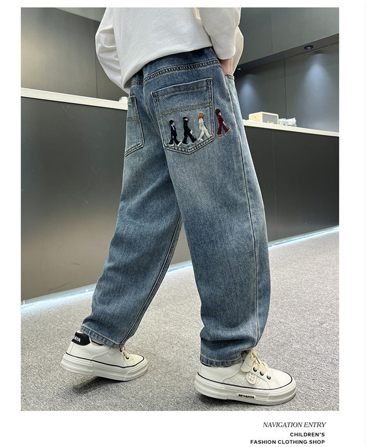 Pantalones vaqueros de Color puro para niños adolescentes, ropa para bebés, pantalones clásicos, ropa vaquera para niños, pantalones largos, pantalones casuales para niños de 4 a 12 años