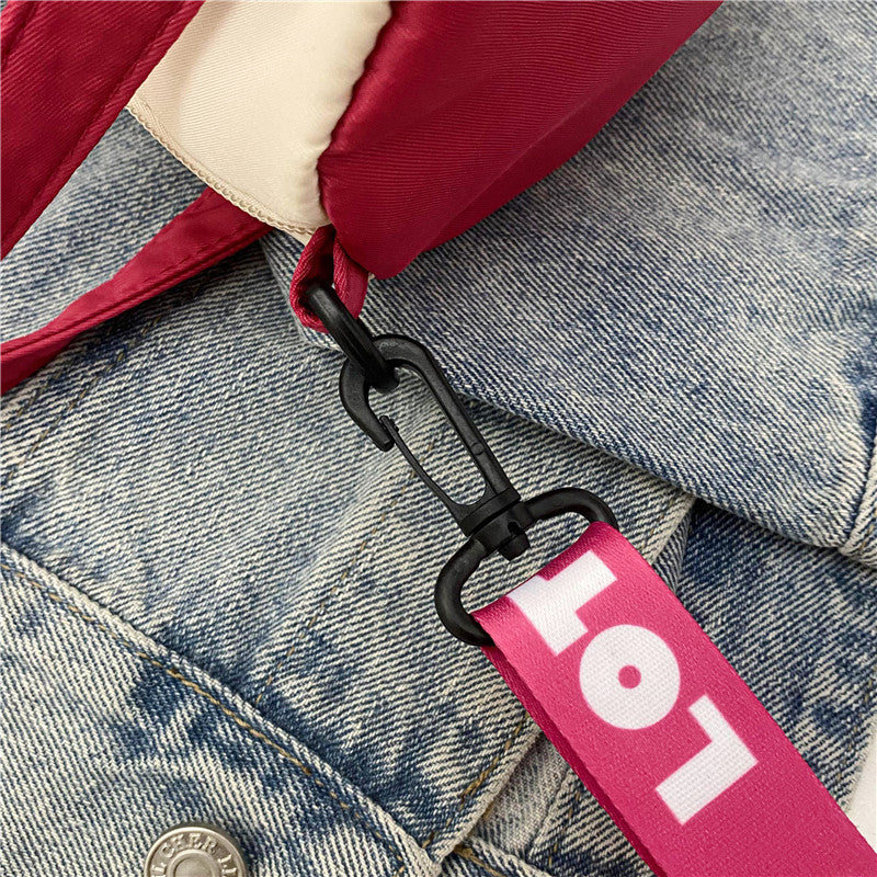 Bolso de hombro de lona de punto para mujer, bolso cruzado informal con oso de fresa de dibujos animados, desplazamientos diarios