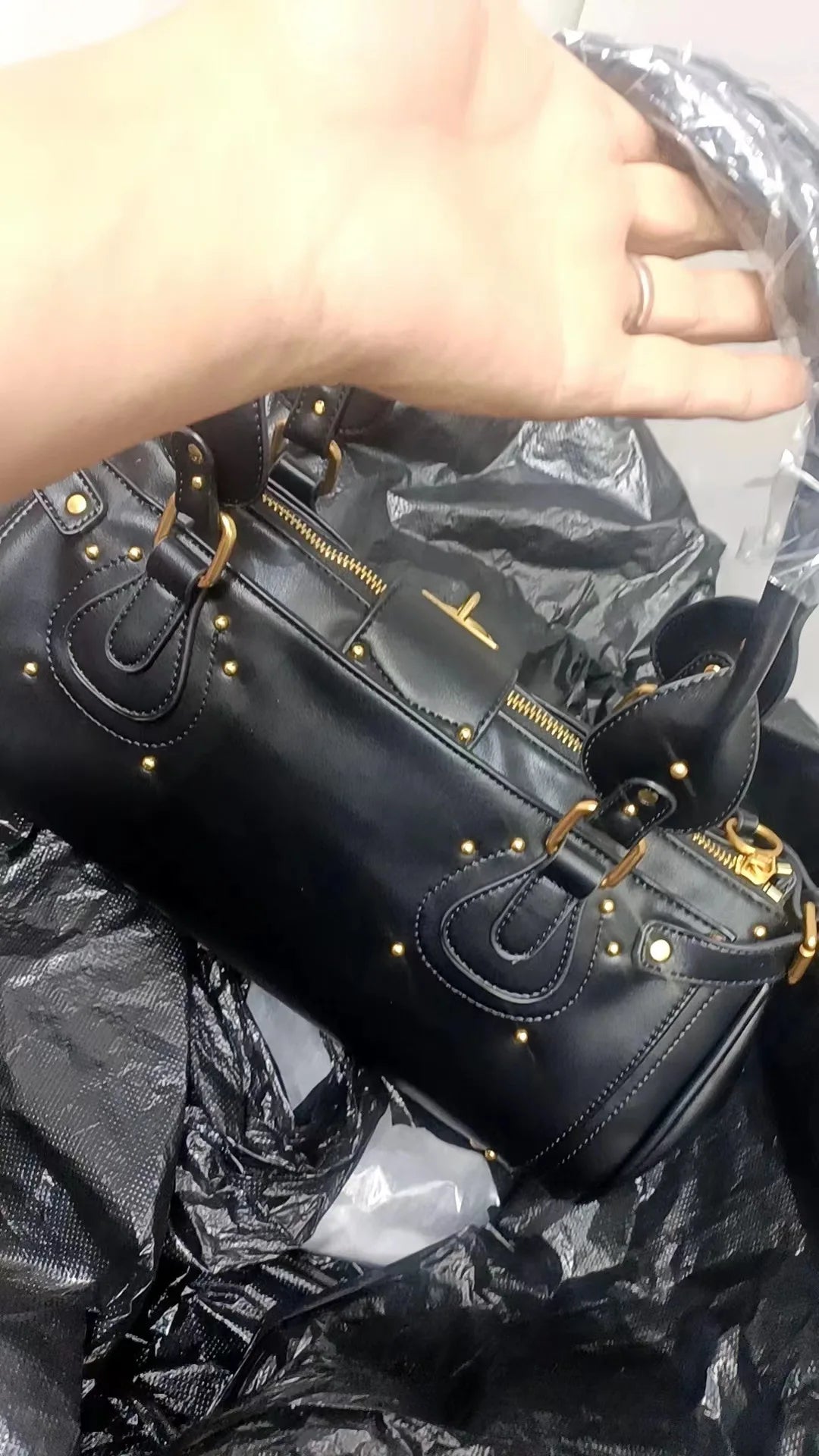 Bolso con Cabeza de Candado Retro, Bolso con Almohada con Remaches, Bolso de Chica Estilo Millennium, Bolso Cruzado para Ir al Trabajo