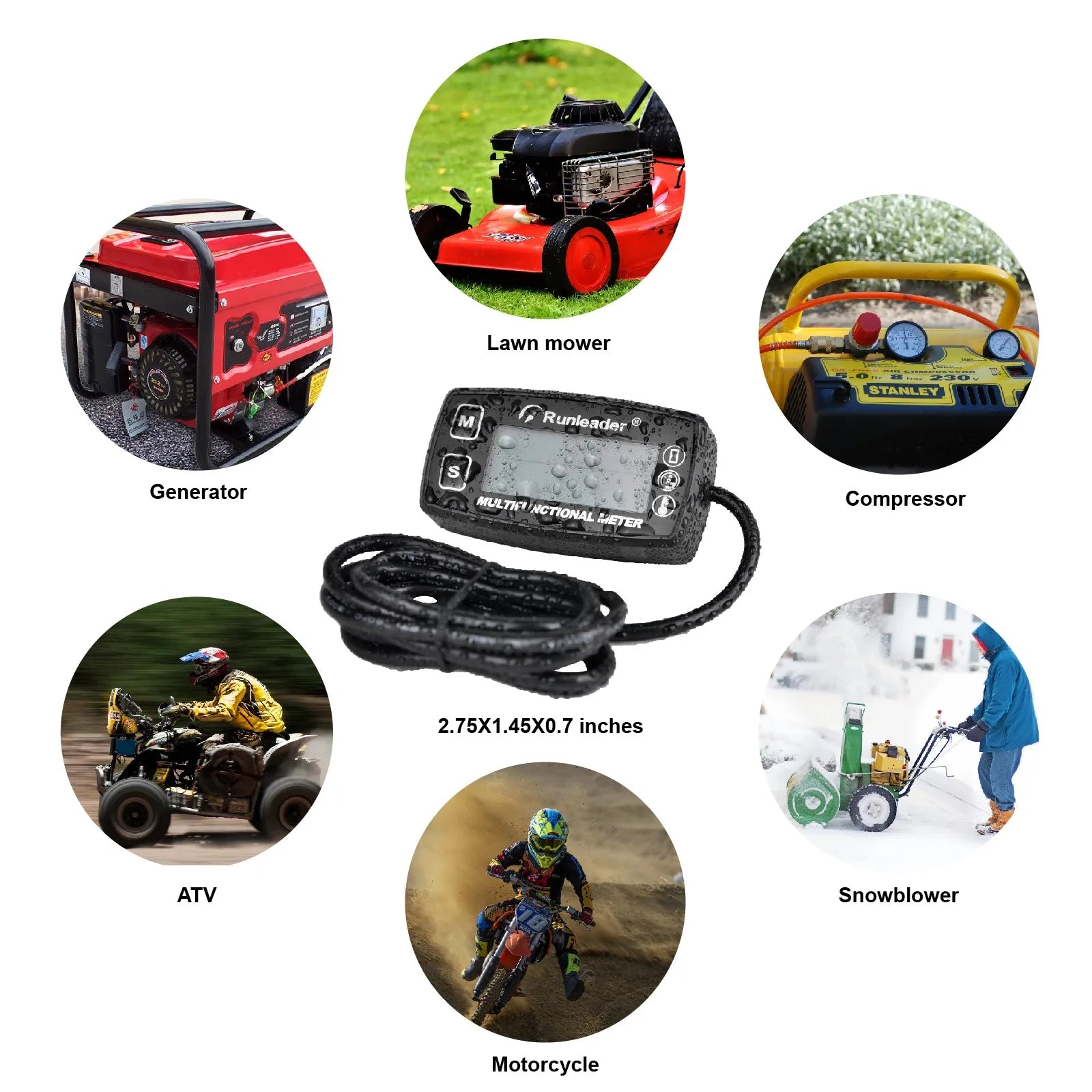 Medidor de temperatura Digital RPM para motor de Gas, moto, Jet Ski, Buggy, SnowblowTractor, Pit Bike, Paramotor