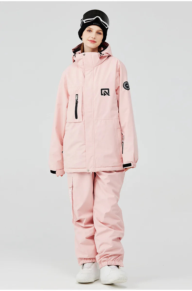 Traje de esquí para hombre y mujer, chaqueta de esquí impermeable a prueba de viento y pantalones con correa, traje cálido de invierno para pareja, novedad de 2023